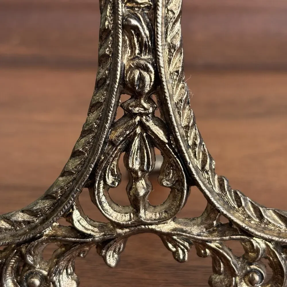 Vintage Gold Picture Frame Double Ornate Oval Art Decor Miniature Home